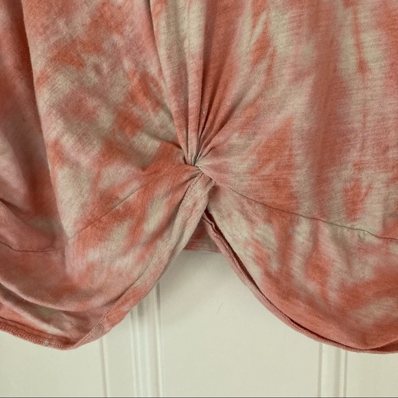 LUCKY BRAND Tie Die Pink Orange Creamsicle Swirl Twist Front Tee Womens Medium - Picture 11 of 15